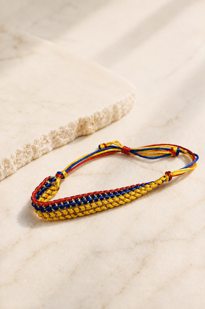 The Colombian Spirit woven bracelet in Colombian flag colors by Tierra Mía